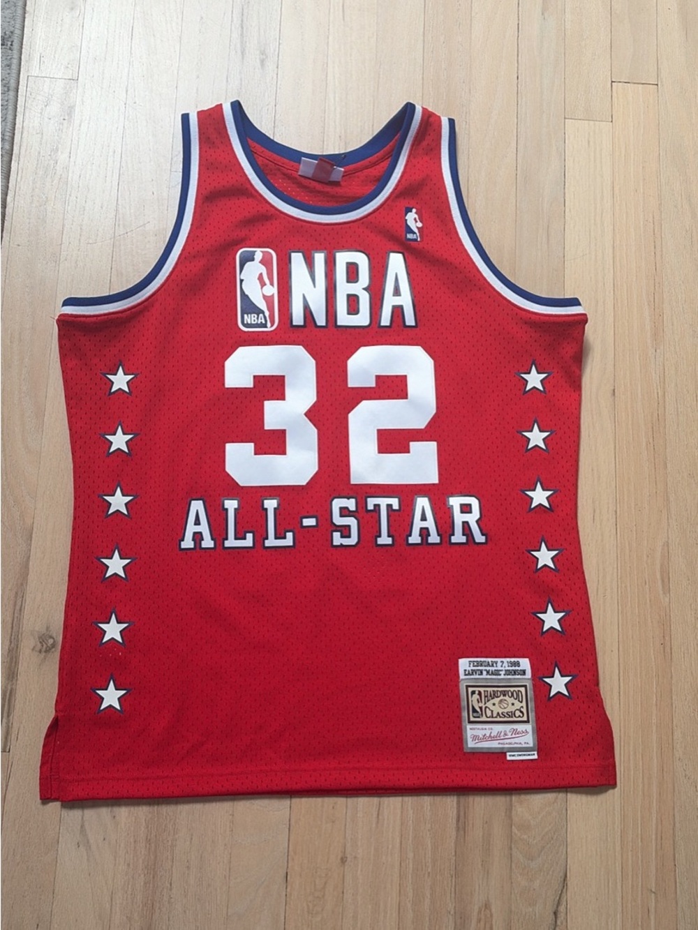 Mitchell & Ness Red Hardwood Classics Earvin 'Magic' Johnson Jersey